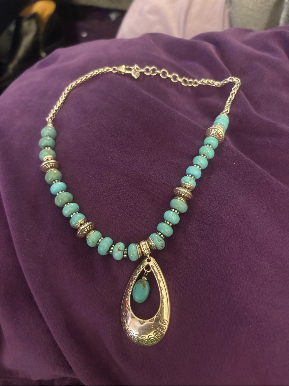 Brighton Turquoise Bead Teardrop Pendant Necklace